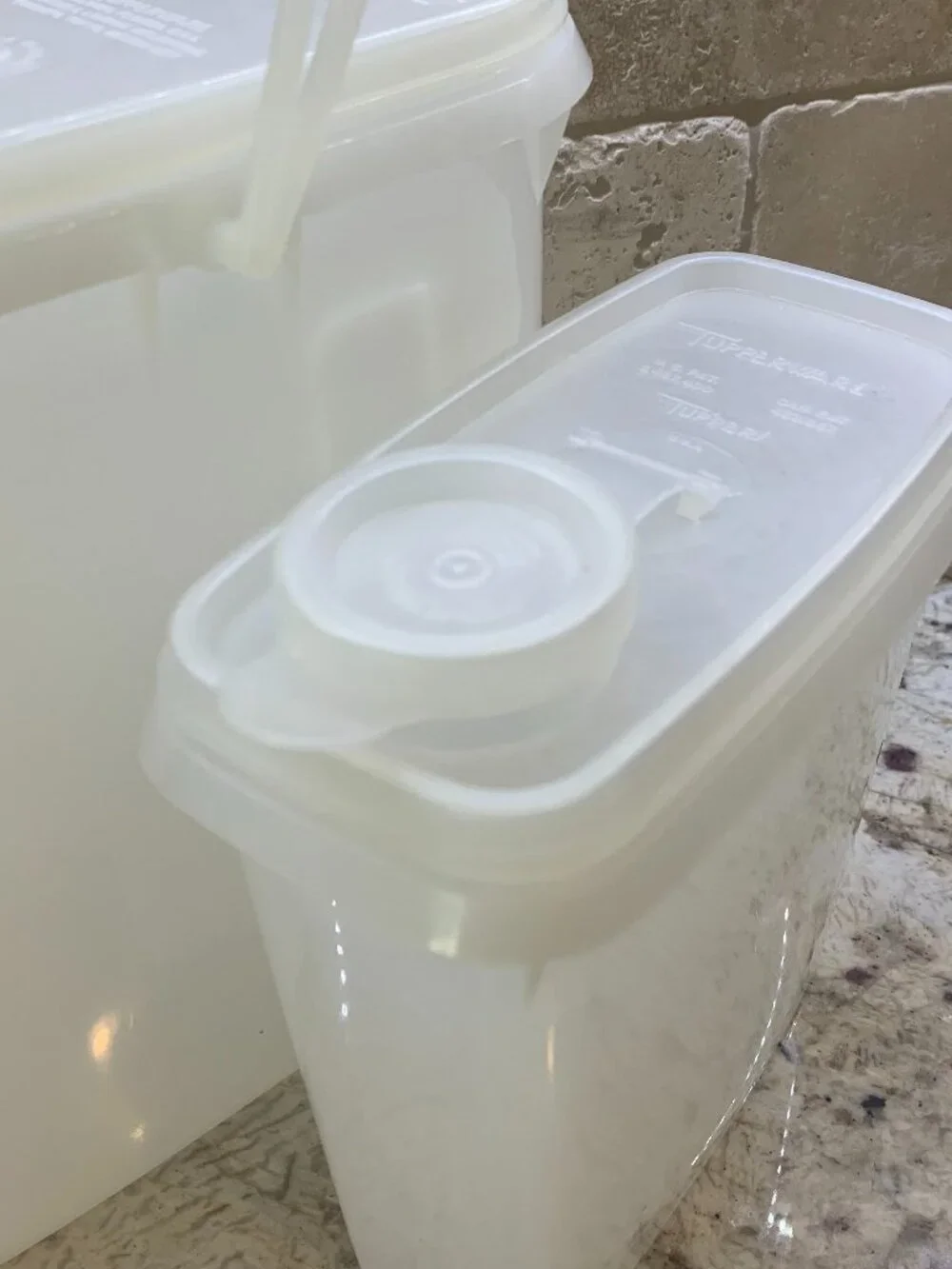 Tupperware 2 QT Slimline Pitcher + 4 cup Stor N Pour - set of 2